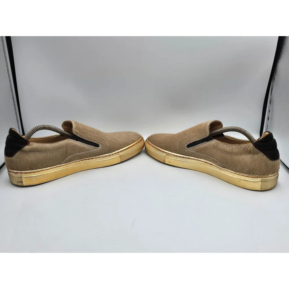 Robert Graham Rolo Slip On Mens 8.5 Tan Calf Hair Gold Good Italian Sneaker